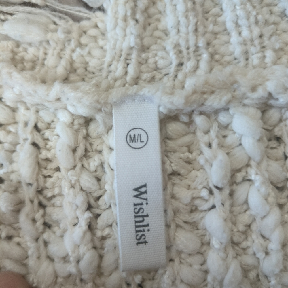 Wish list white / cream  knit sweater with worn‎ details size M/L V-neck western - Picture 9 of 9
